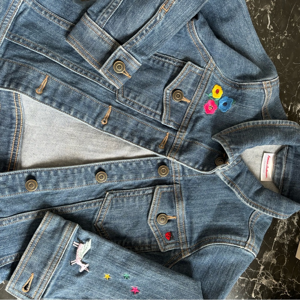 Hanna Andersson Kids Spring Denim Jacket with Embroidered Accents Size 4